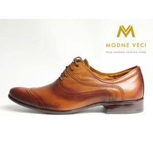 Hnedé elegantné topánky - kožené model 126, Veľkosť 38
